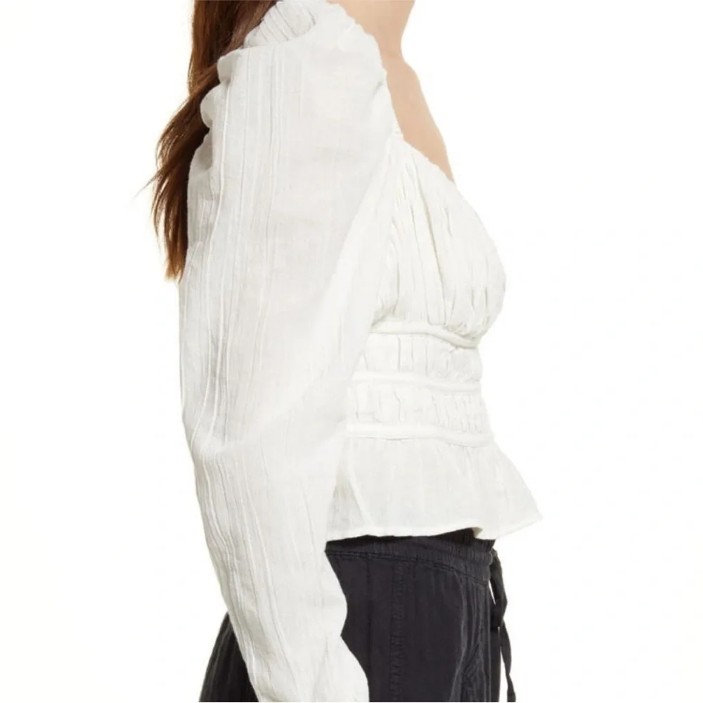 NEW Free People Chloe Smocked Cotton Top